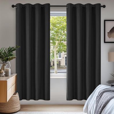 Deconovo Verdunkelungsvorhänge mit Ösen, Thermogardine für Schlafzimmer, 2er