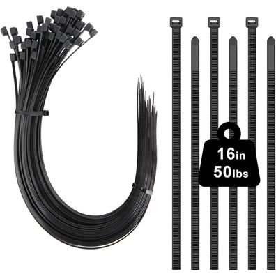 100 Stück Kabelbinder Schwarz 400 x 4,8 mm Nylon, UV-beständig, 22kg