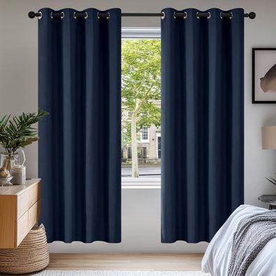 Deconovo Verdunkelungsvorhang Ösen Gardinen Wohnzimmer Kälteschutz 175x140cm