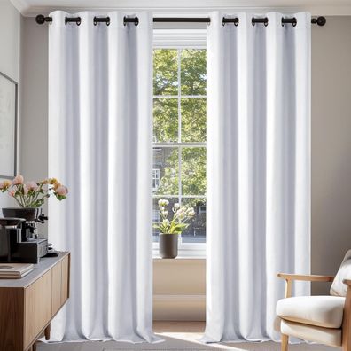 Deconovo Verdunkelungsvorhang mit Ösen, 2er Set, 210x140 cm, Silber Grau