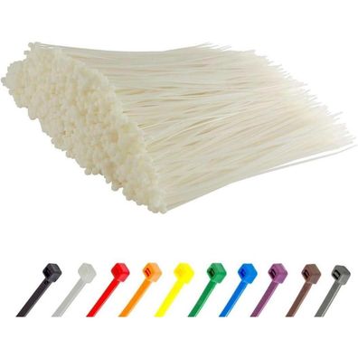 Gocableties Kabelbinder 1000 Stück, Weiß/Naturfarben Transparent, 300 mm x 3,6