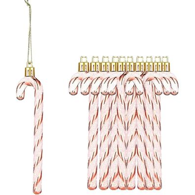 Herzwild Glitzernde Zuckerstange Weihnachtsbaumschmuck, Roségold, 12 Stück