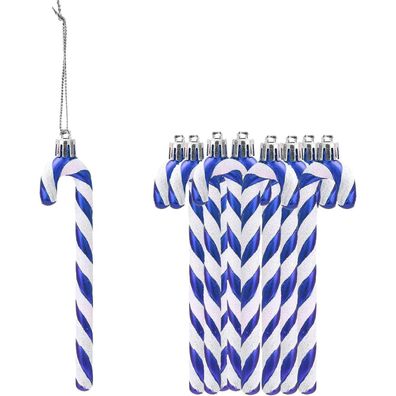 Herzwild Glitzernde Zuckerstange Weihnachtsbaumschmuck, 12 Stück (Blau)