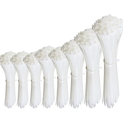 Oksdown 750 Stück Kabelbinder Set - Weiß, UV-Beständig, Nylon 6.6, Verschiedene