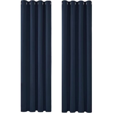 Deconovo Blickdichte Gardinen Kälteschutzvorhang, 229x117cm (HxB), Dunkelblau