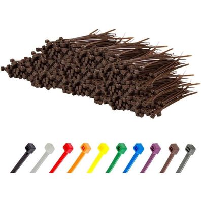 Gocableties Kabelbinder Braun, 100mm x 2,5mm, 1000 Stück, UV Beständig, 8,1 kg