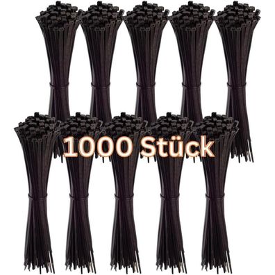 Gocableties Kabelbinder, 1000 Stück, Schwarz, 370 mm x 4,8 mm, UV Beständig