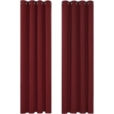 Deconovo Verdunkelungsvorhänge mit Ösen, Thermovorhänge, 245x140cm (HxB), Rot