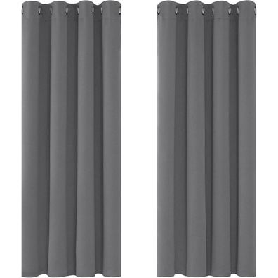 Deconovo Verdunkelungsvorhang Ösen 138x117cm Hellgrau 2er Set