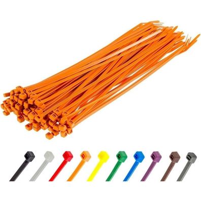 Gocableties Kabelbinder Orange, 300 mm x 4,8 mm, 100 Stück, UV Beständig, 22,2