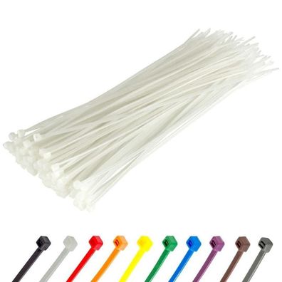 Gocableties Kabelbinder 100 Stück, Weiß/Naturfarben Transparent, 200 mm x 4,8