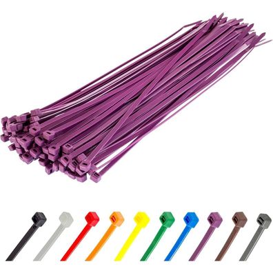 Gocableties Kabelbinder Lila, 300mm x 4,8mm, 100 Stück, 22,2 kg Zugfestigkeit