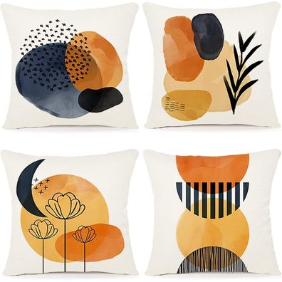 ZWJD Kissenbezug 40x40 cm, 4er Set, Outdoor Dekokissen aus Leinen-Mischgewebe