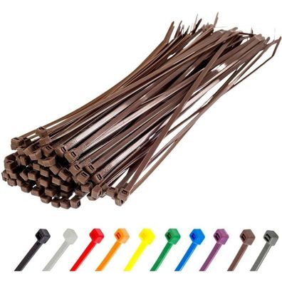 Gocableties Kabelbinder Braun 300mm x 4,8mm, 100 Stück, UV Beständig, 22,2 kg