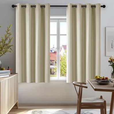 Deconovo Verdunkelungsvorhang mit Kälteschutz, 2er Set, 138x117cm, Beige