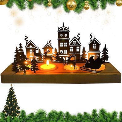 YeahBoom Kerzenhalter Adventskranz Schwarz Metall Modern für 4cm Teelicht