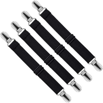 LIHAO 4x Verstellbare Bettlakenspanner, Bügeltischspanner, Schwarz