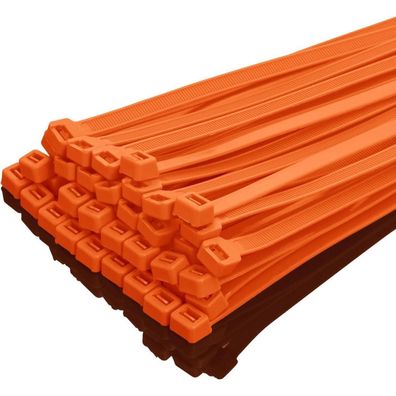 XINGO Kabelbinder 100 Stück, 300mm x 7.6mm Orange, 50kg Zugfestigkeit