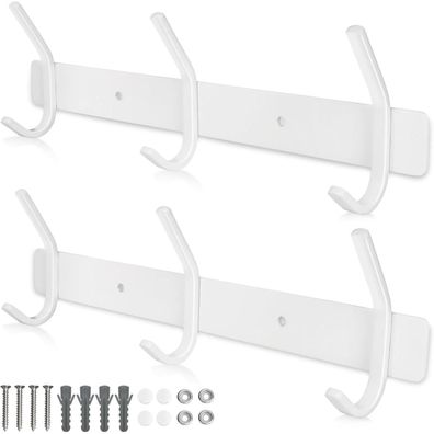 Qiannhee 2x Hakenleiste Weiß, 3 Haken pro Leiste, Rostfrei, Schwerlast bis