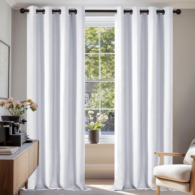 Deconovo Verdunkelungsgardine mit Kälteschutz, 2er Set, 260x140 cm, Silber Grau