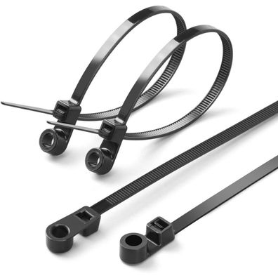 XINGO Kabelbinder mit Schraubenloch, 200mm x 3.6mm, 100 Stück, Schwarz