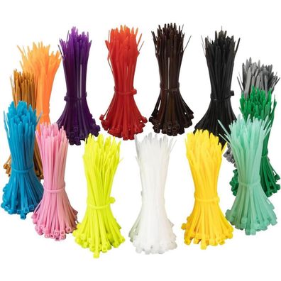 XINGO 1400 Stück Farbige Kabelbinder, 100mm x 2.5mm, 14 Farben für