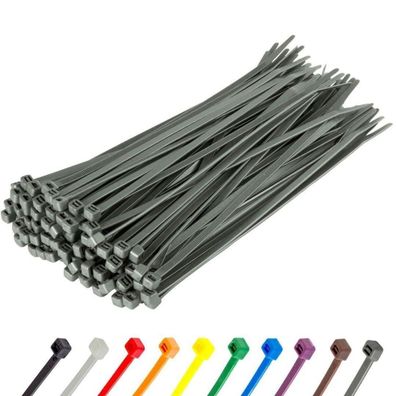 Gocableties Kabelbinder 100 Stück, 300 mm x 4,8 mm, Silber/Grau, 22,2 kg