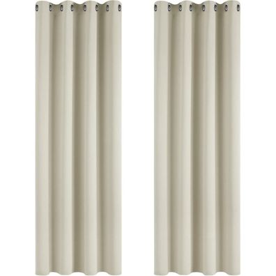 Deconovo Verdunkelungsvorhang mit Ösen, Thermo, Kälteschutz, Creme, 2er Set
