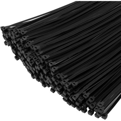 XINGO 1000 Stück Kabelbinder, Schwarz, 300mm x 4.8mm, 22,7 kg Zugfestigkeit