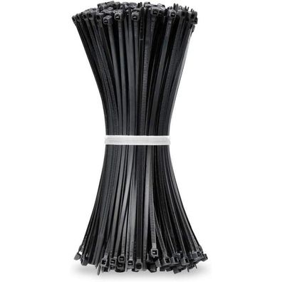 Beshine Kabelbinder 200mm x 3.6mm, 500 Stück, UV-Beständig, Schwarz, Nylon