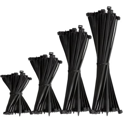 Beshine Kabelbinder Schwarz 240 Stück, 4 Größen (100/150/200/300 mm x 3,6 mm)