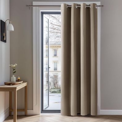 Deconovo Verdunkelungsgardinen mit Ösen, 229x132 cm, Taupe, 1 Stück