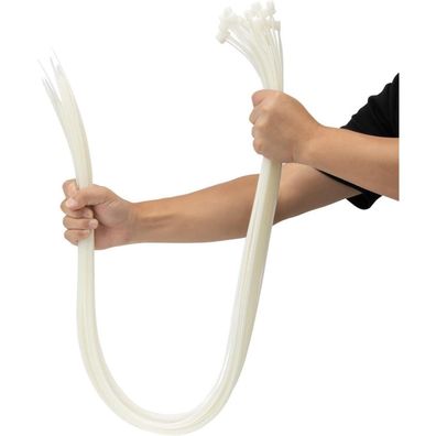 XINGO Weiße Kabelbinder 101,6 cm - 90 kg Zugfestigkeit, UV-beständig, für