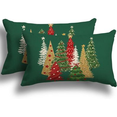 ZWJD 2er Set Kissenbezüge Weihnachten 30x50 cm, Leinen-Mischgewebe, Winterdeko