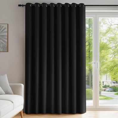 Deconovo Verdunkelungsgardinen mit Ösen, Blickdicht, 242x254 cm, Schwarz, 1