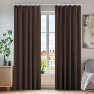 Deconovo Thermovorhänge Blickdicht mit Kräuselband, 2er Set, 245x140 cm