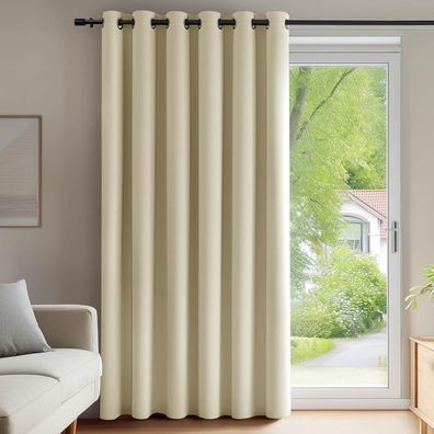 Deconovo Thermogardine mit Ösen, blickdicht, Kälteschutz, 280x200 cm, Beige, 1