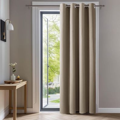 Deconovo Blickdichte Ösenvorhänge 180x140 cm (1 Stück) Taupe - Verdunkelung