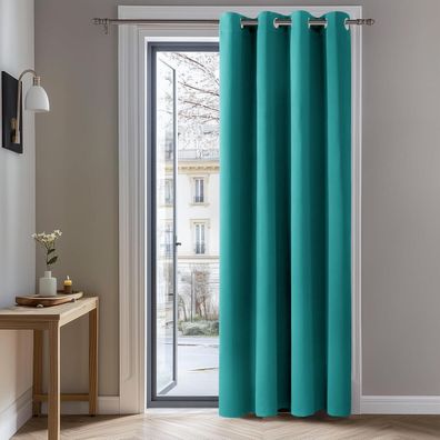 Deconovo Verdunkelungsvorhang mit Ösen, Thermogardine, Blickdicht, Türkis