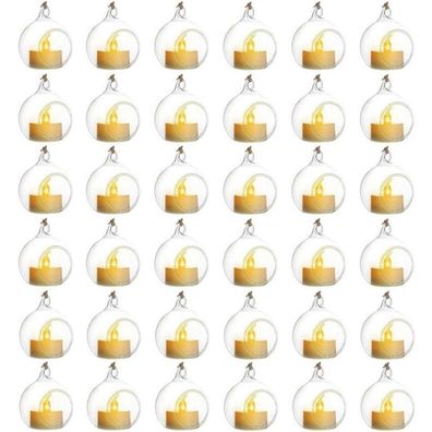 Sziqiqi Hängende Glas Kerzenhalter mit LED-Kerze, 36er Set für Hochzeiten