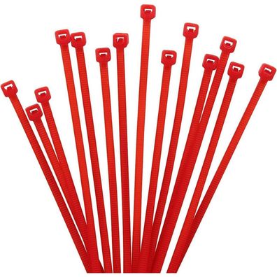 XINGO Kabelbinder Rot 100mm x 2,5mm, 1000 Stück, 8,1 kg Zugfestigkeit