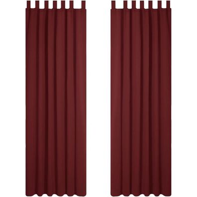 Deconovo Blickdichter Thermovorhang mit Schlaufen, Rot, 2er Set, 290x140 cm