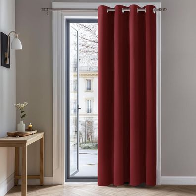 Deconovo Blickdichter Thermogardine mit Ösen für Kinderzimmer, 214x132 cm, Rot