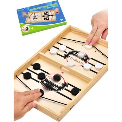 Willingood Holz Schnell Sling Puck Match-Spiel, 2in1 Interaktion Tischhockey