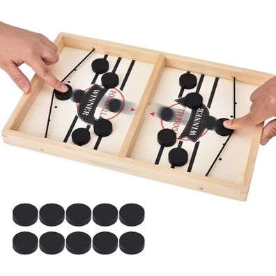 Willingood Hockey Brettspiel aus Holz, 2in1 Katapult Tischhockey für Partys und