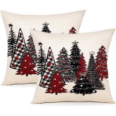 ZWJD 2er Set Kissenbezüge Weihnachten 40x40 cm, Leinen-Mischgewebe, Winterdeko