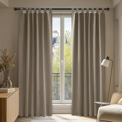 Deconovo Verdunkelungsvorhang mit Schlaufen, Blickdicht, 175x140 cm (2er Set)