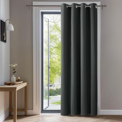 Deconovo Verdunkelungsvorhang mit Ösen, Thermogardine, Kälteschutz
