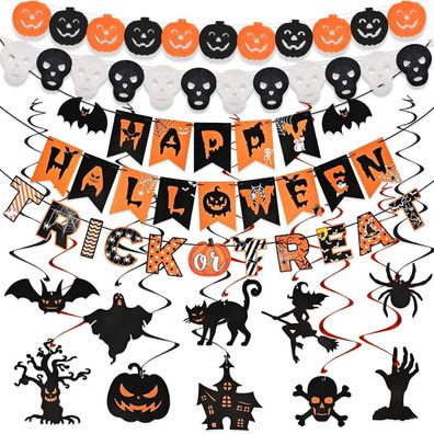 AhfuLife Halloween Deko Innen Set - Wiederverwendbare Party Deko Girlande für