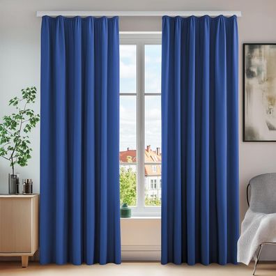 Deconovo Thermovorhang Blickdicht 2er Set, Königsblau, 210x140 cm (HxB)